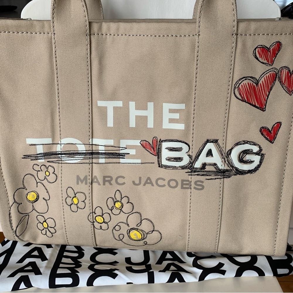 Marc Jacobs Beige Tote with Red and Yellow Accents